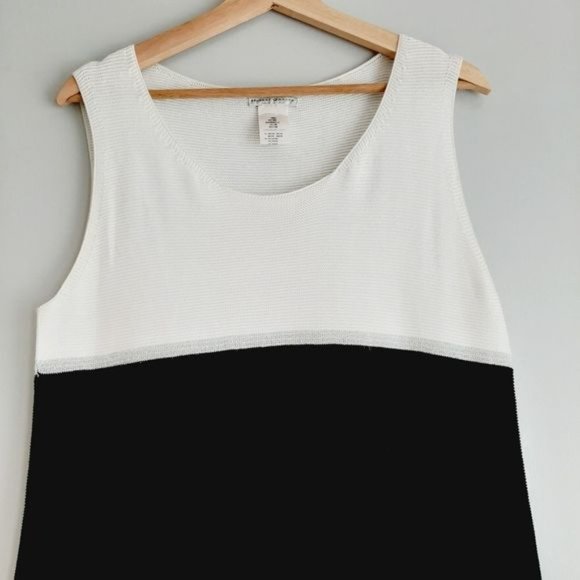 HUBERT GASSER Italy Colorblock Knit Sleeveless Shell B&W Sz L Flawed - Picture 3 of 12